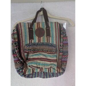 Unbranded Backpack Women's OS Multicolor Woven Striped Boho Festival Bag